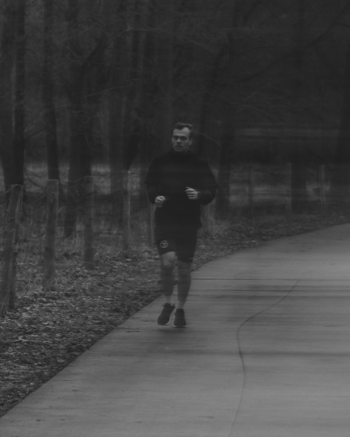 Endurance athlete, black and white